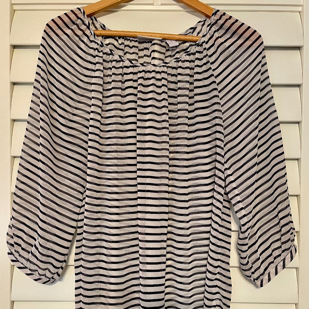 Striped navy/white  shear blouse great condition